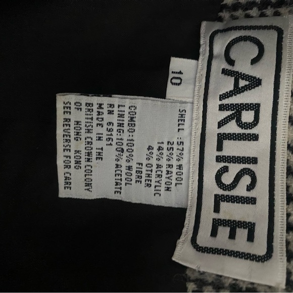 Vintage 90s Multicolor Tweed Jacket with Houndstooth Trim - Carlisle Size 10 - Picture 9 of 11